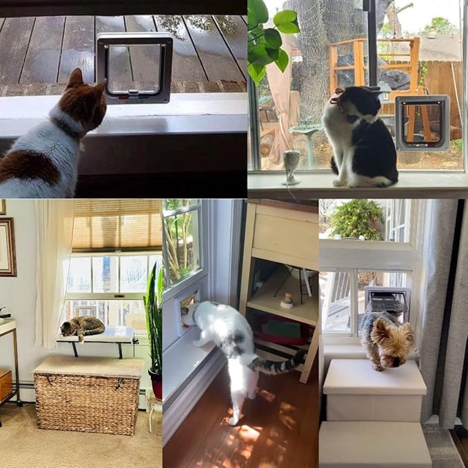 Custom Cat Door Window Insert - Plexiglass | Insulated & Weather-Sealed | Tool-Free Install for Horizontal & Vertical Windows | Microchip Lock Options | Made in USA | Small Dogs & Pets