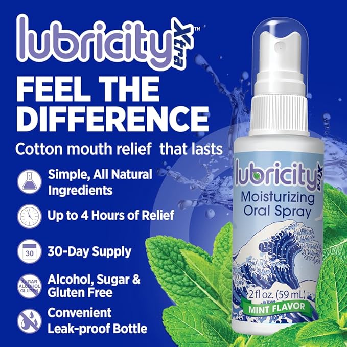 Lubricity Xtra Dry Mouth Spray - Advanced Formula - Hyaluronic Acid and Xylitol, Saliva Substitute Moisturizing Oral Spray, The Most Satisfactory Solution in Dry Mouth Products (2 Fl. Oz., Mint)