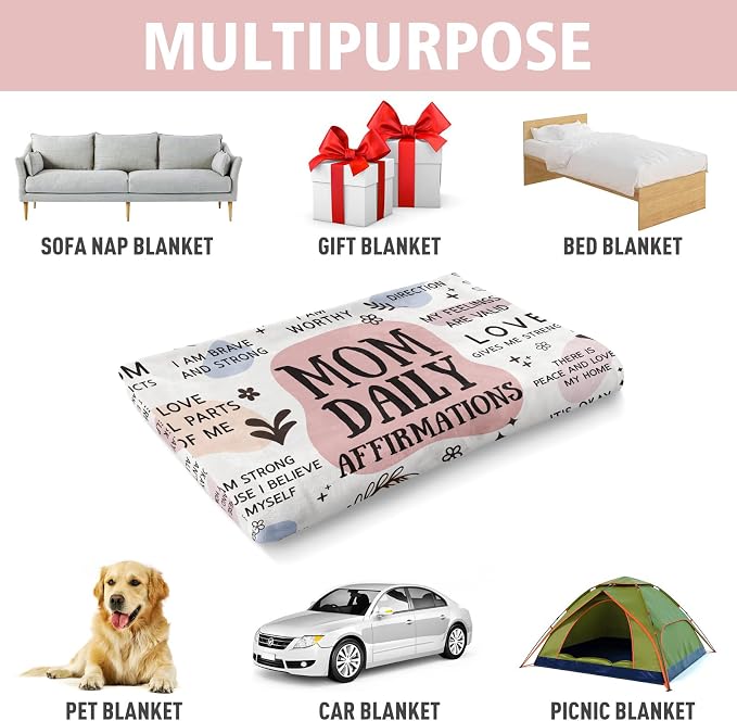 BaubleDazz New Mom Gifts Blanket, Mom Daily Affirmations(80" x 60") | Postpartum Pregnancy Gifts for First Time Moms, Mommy to Be, Mama, New Mom Essentials, Birthday Gifts for Mom