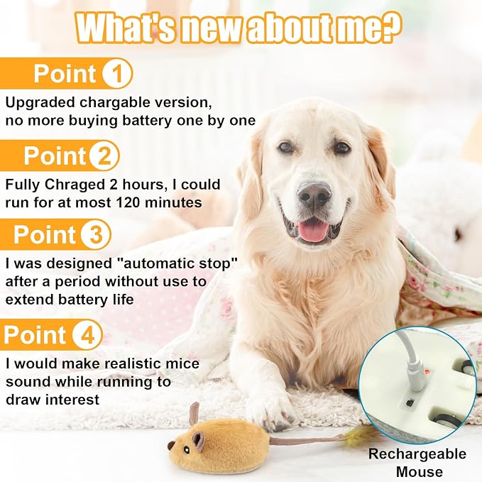 Interactive Dog Toys, Fake Mouse Moving Dog Toy with Automatic Sensor