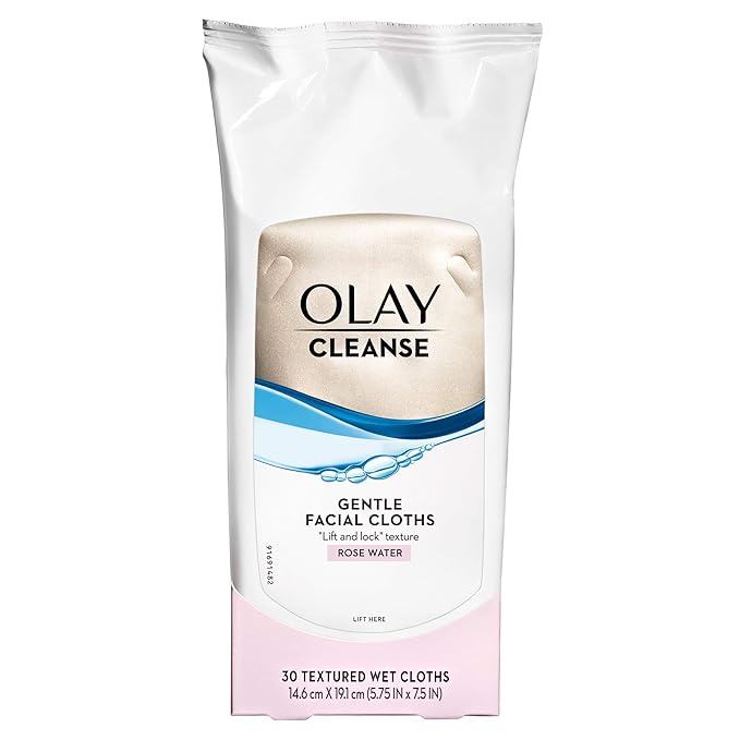 Olay Cleanse Makeup Remover Cleansing Face Wipes, Daily Facial Towelettes, Rose Water, 25 Count, 3 Pack