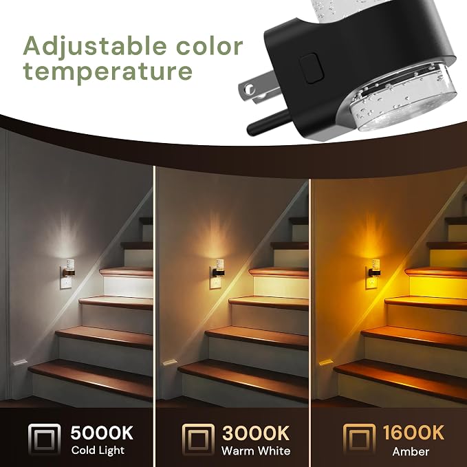 L LOHAS LED Night Lights Plug into Wall, 2 Pack Mini Dimmable Night Light | Dusk-to-Dawn, Soft White/Cool White/Amber 3 Light Color, 0-100LM Adjustable Brightness, Bubble Nightlight for Hallway