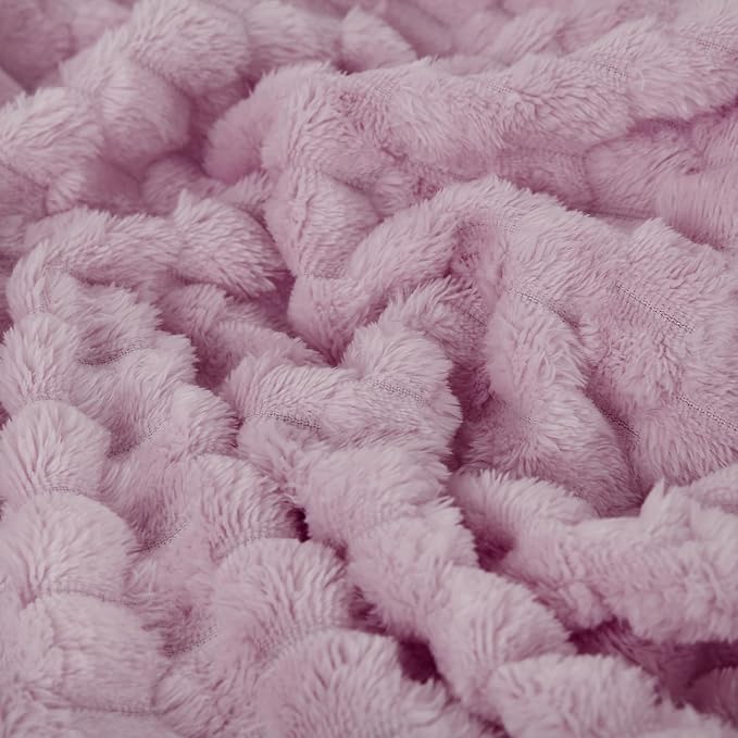 Puncuntex Light Purple Throw Blanket 60"×80" Fuzzy 3D Jacquard Decorative | Flannel Fleece Super Soft Plush Cozy Blanket for Couch Sofa Chair Lightweight