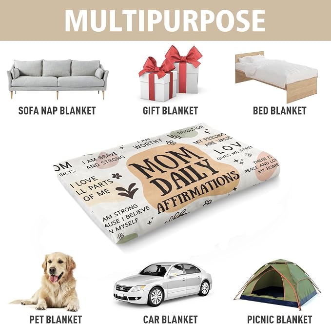 BaubleDazz New Mom Gifts Blanket, Mom Daily Affirmations(80" x 60") | Postpartum Pregnancy Gifts for First Time Moms, Mommy to Be, Mama, New Mom Essentials, Birthday Gifts for Mom