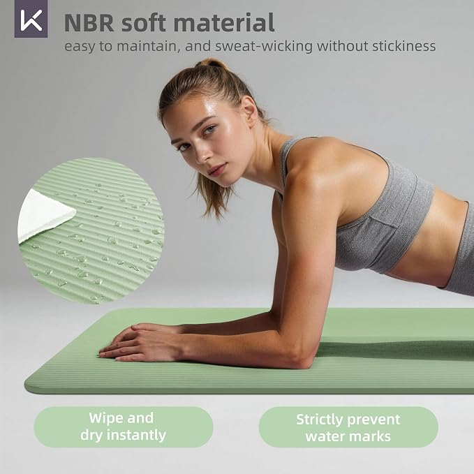 KEEP Extra Thick NBR Yoga Mat for Women & Men, 15mm Thick, 72”x32” Large Exercise Mat with Non-Slip Workout Mat for Yoga, Pilates, Stretching, Meditation – Wide & Cushioned Fitness Mat