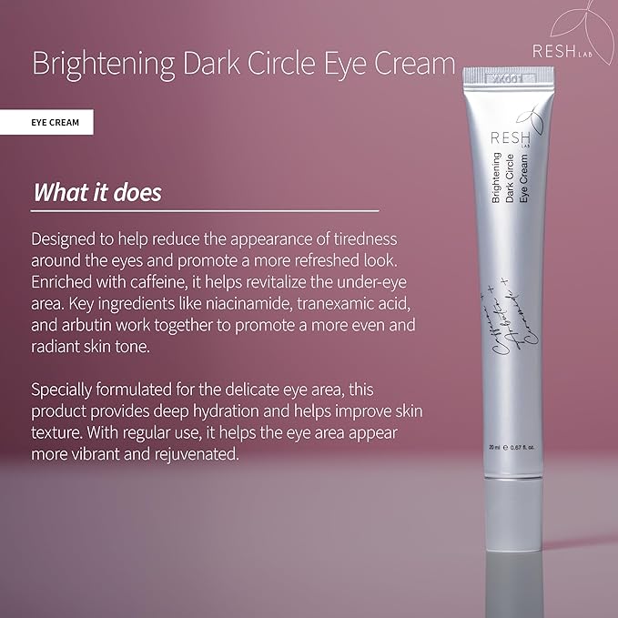 Dark Circle Eye Cream with Caffeine, Tranexamic Acid & Arbutin – 20ml | Anti-Aging Eye Treatment for Wrinkles, Dark Circles, Puffiness & Fine Lines | Hydrating Under Eye Cream