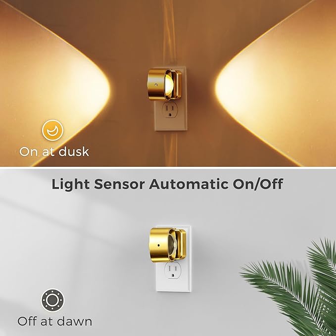 L LOHAS LED Night Light Projector, Night Lights Plug into Wall Light Sensor | Dusk to Dawn Sensor, Rotating Nightlight for Kids, Soft White Swivel Ambient Lighting for Bathroom, Gaming Room, Gifts,2 Pack