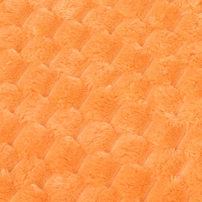 Vessia Flannel Fleece Throw Blanket(50x70 inch), 3D Jacquard Light Orange Fuzzy and Warm Blanket for Couch,Sofa,Bed,Chair, 300GSM Super Soft Touch Cozy Lightweight Throw for All-Season Home Decor