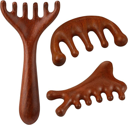 ProSuites 3 Pack Scalp Massager Hair Growth,Wooden Gua Sha Head Massage Tool for Hair Growth, Soothing and Relaxing