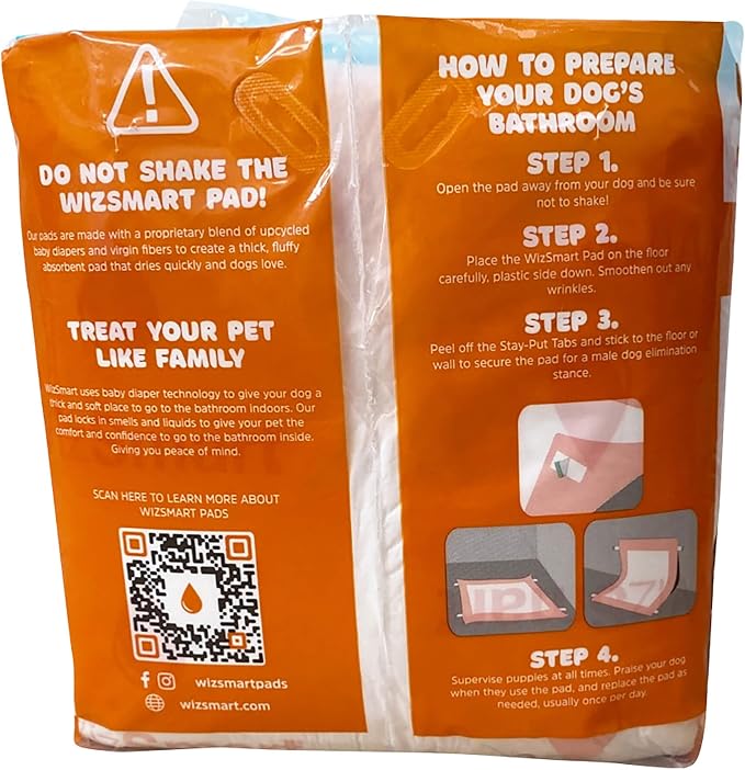 Wizsmart Heavyweight Dog Pads – Absorbent, Leak-Proof Pet Training Pads with Stay Put Tabs – Indoor & Outdoor Use for Small Dogs, Crates, Travel – Eco Friendly Upcycled Materials, 14 Count