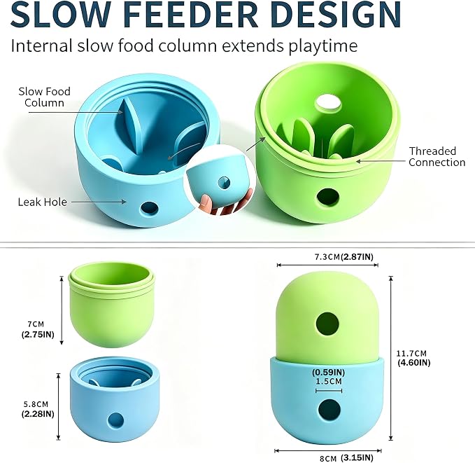 Interactive Dog Treat Dispenser Toy - Slow Feeder Puzzle Chew Toy for Teeth Cleaning, Pet Enrichment Toy for Dogs & Cats, Food-Safe Durable Design, Encourages Natural Foraging Skills