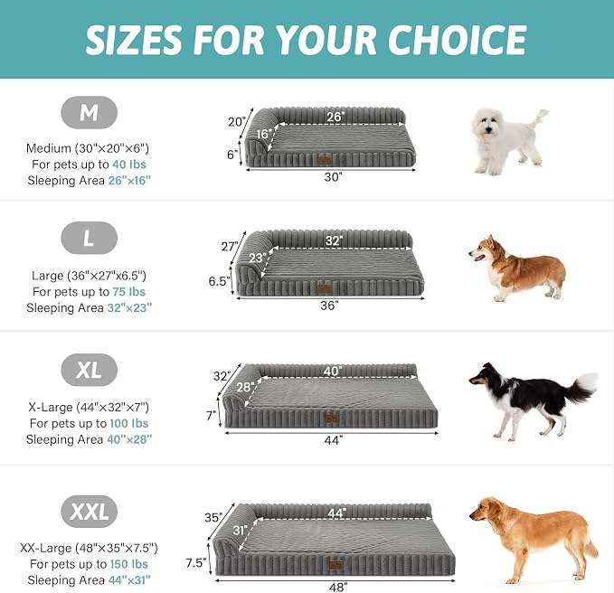 COZY KISS Faux Rabbit Fur Medium Dog Bed – 36"x27" Orthopedic Foam Couch with Sides, Removable Washable Cover & Waterproof Lining, Grey