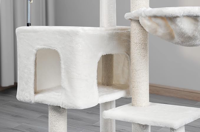 AIWIKIDE Cat Tree Has Scratching Toy with A Ball Activity Centre Cat Tower Furniture Jute-Covered Scratching Posts (Beige, 36.6'')