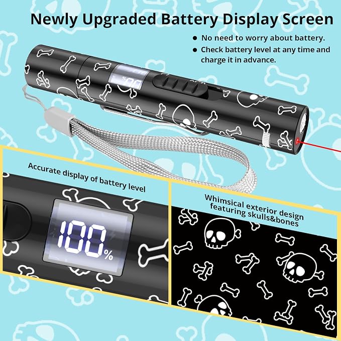 Waputne Cat Toy, 2 Pieces, Battery Level Display,Rechargeable, 7 Patterns | Interactive Chase Toy; Training & Exercise Fun; Battery Level Display Screen; Kitten Toy for Indoor Cats & Dogs