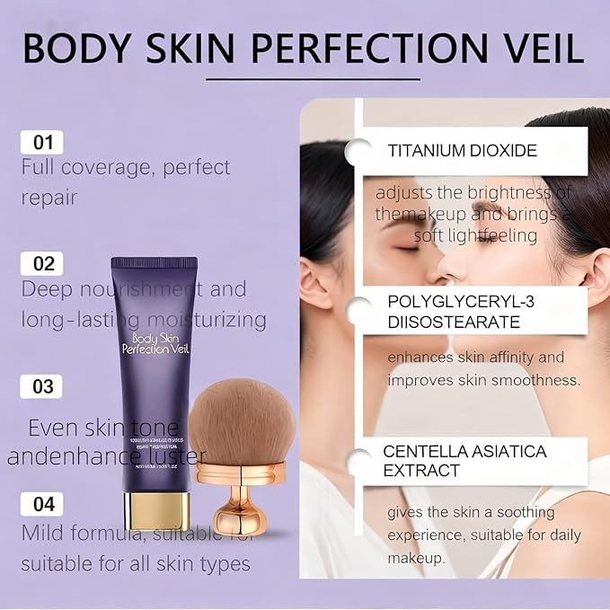 Body Concealer - Multi-Effect Full Coverage For Tattoos, Scars, And Varicosities, Light Makeup, Long-Lasting Formula, 100ML