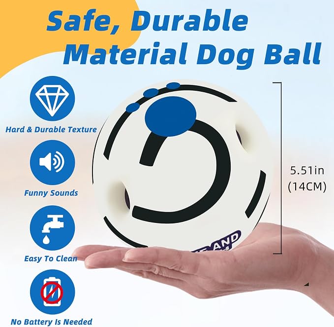 Glow in The Dark Dog Toys Ball, XL, 5.51 in (14 cm) | Interactive, Shaking with Gibbering Sound