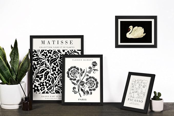 16 PCS Framed Black and White Wall Art Decor, Matisse Abstract Wall Prints for Bedroom, Gallery Wall Frame Set, Minimalist Posters for Living Room Aesthetic, Collage Kit, Dorm Home Artwork