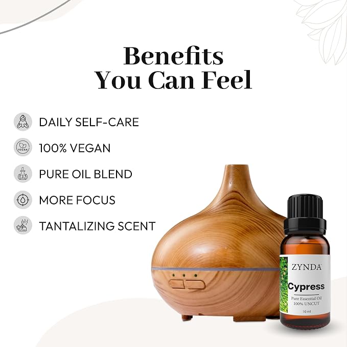 Cypress Essential Oil Organic – 100% Pure, Natural & Uncut | Premium Cypress Oil for Skin, Hair & Diffuser | Fresh Woody Aroma | Lab-Tested Essential Oils – Made in USA, 10ML
