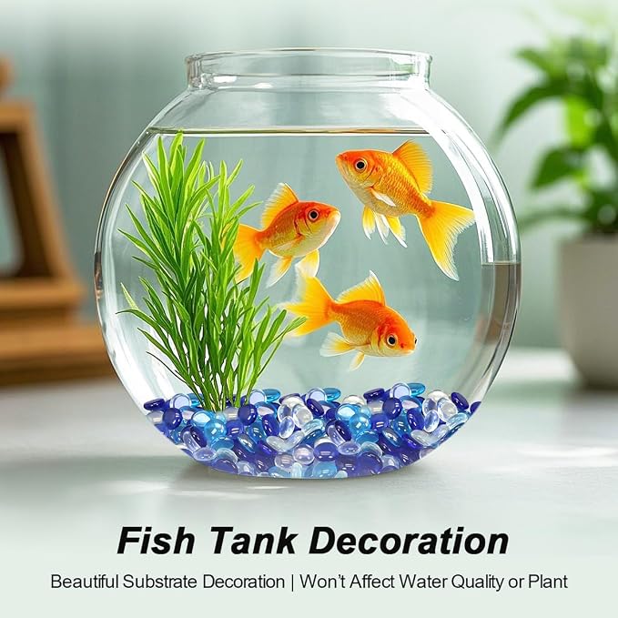 Mini Glass Gems Flat Bottom Marble Beads for Vase Aquarium Fish Tank | Mixed Color Decorative Glass Stones Vase Filler For Planter Crafts Home Art Decoration (1 Pound)