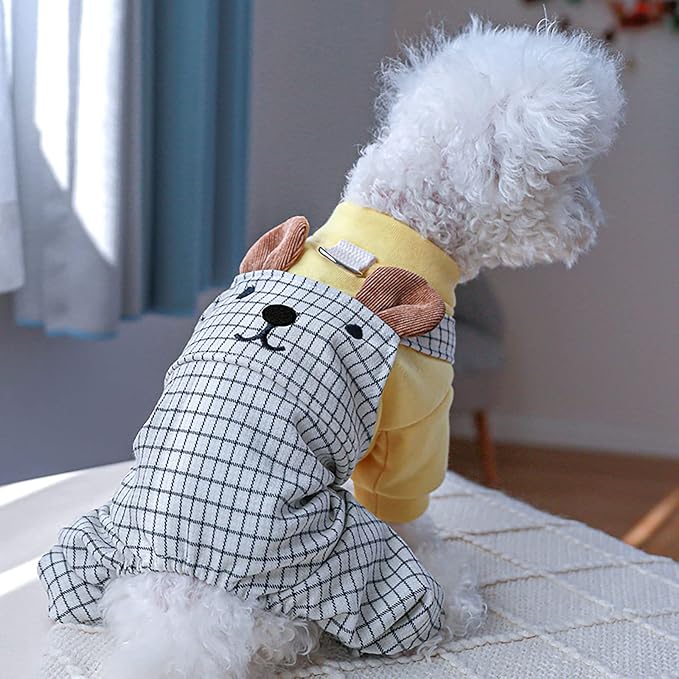 Dog Stylish Overalls Comfortable Puppy One Piece Outfits Summer Bib Overalls for Small Dogs Cute Pet Onesie Jumpsuit Chihuahua Yorkies Birthday Holiday Clothes Cat Costume