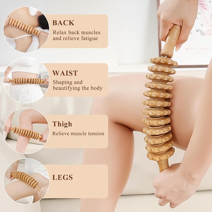 Xokocli 5-in-1 Wood Therapy Massage Tools Lymphatic Drainage Massager for Muscle Pain Relief | Maderoterapia Kit Body Sculpting Tools for Anti-Cellulite, Body Shaping