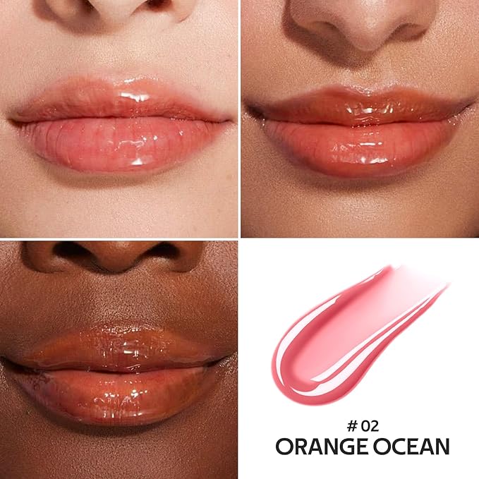 Color Nymph 2-in-1 Lip Oil & Lip Gloss Set, Nourishing Hydrating Lip Makeup, Non-Sticky Glossy Finish, Lip Care for Daily Use, Orange Ocean