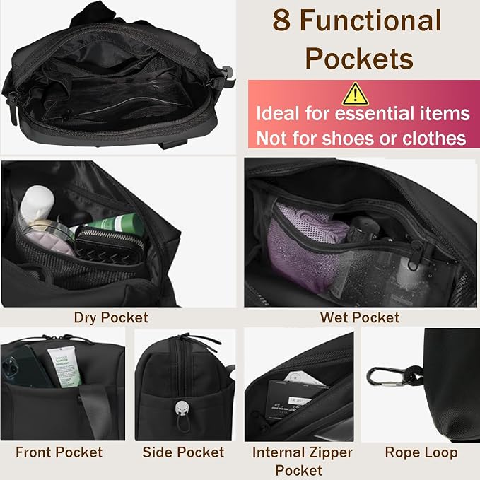 Mini Gym Bag for Women, Small Tote bag with Wet Compartment and Toiletry Bag for Yoga, Pilates, Swimming