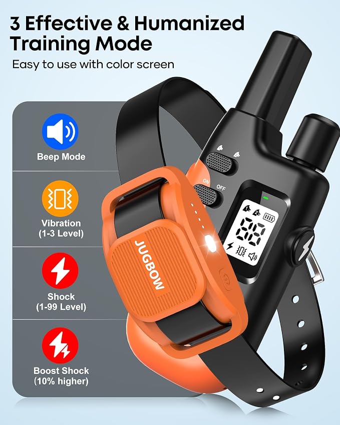 Dog Training Collar - 4200FT Remote Dog Collar for Small Medium Large Dogs, LED Light Electric Collar with Beep/Safe Static/Vibration Modes, IPX8 Waterproof Rechargeable Ecollar(Orange)