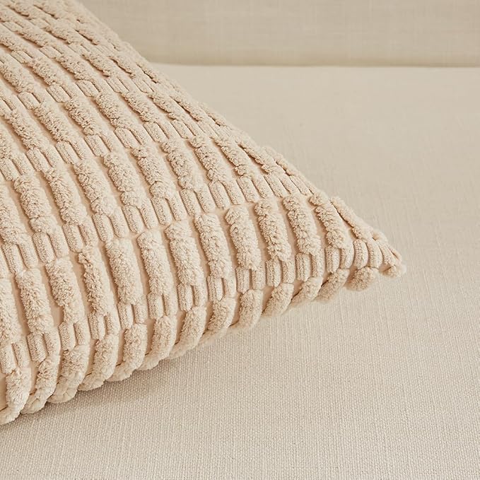 Fancy Homi 4 Packs Decorative Throw Pillow Covers for Living Room Couch Bed, Modern Farmhouse Boho Home Décor Accent Cushion Case, 20" x 20", Neutral