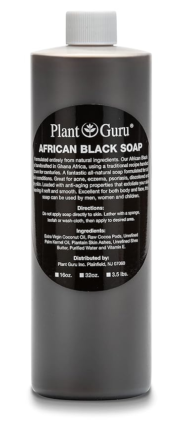African Black Soap Liquid 16 fl. oz. 100% Raw Pure Natural From Ghana. Acne Treatment, Aids Against Eczema & Psoriasis, Dry Skin, Scars and Dark Spots. Great For Pimples, Blackhead, Face & Body Wash.
