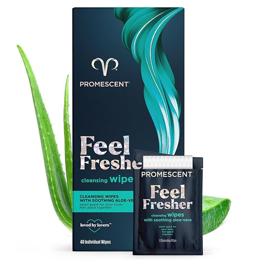 Promescent After Sex Clean Up Wipes Individually Wrapped Made with Aloe Vera, Gentle pH Balanced Formula Sex Wipes for Men, Women & Couples (40 Count)