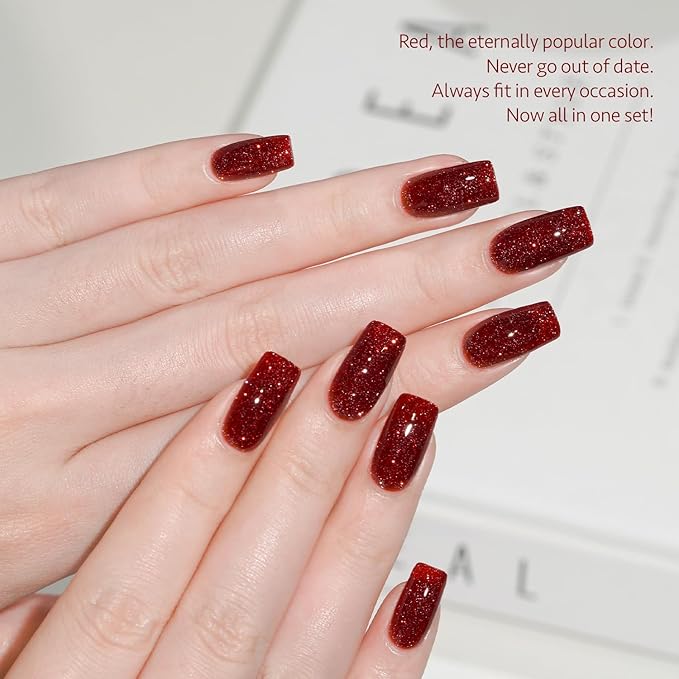 GAOY Burgundy Red Gel Nail Polish Set 6 Colors Including Dark Cherry Wine Red Gel Polish Kit U V LED Soak Off Home DIY Manicure Nail Salon Varnish