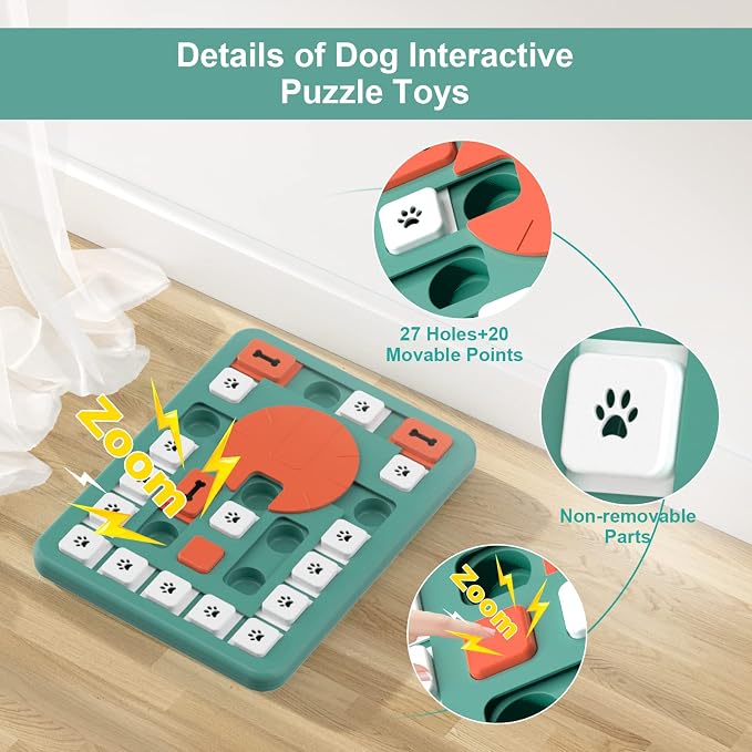 FOXMM Dog Puzzle Toys,Interactive Treat Puzzle Dog Toy for IQ Training | Mental Stimulating,Treat Puzzle Dispensing with Squeaky Design for Large Medium Smart Dogs