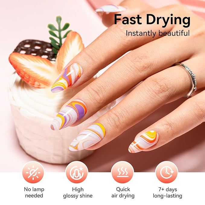 Pastel Candy Nail Polish Set: 6 Dopamine Colors Orange Quick Dry Regular Nail Polish Pack, Vegan Cruelty-free, Rich in Castor Oil, Holiday Party Nail Art DIY Home Travel Manicure Gift