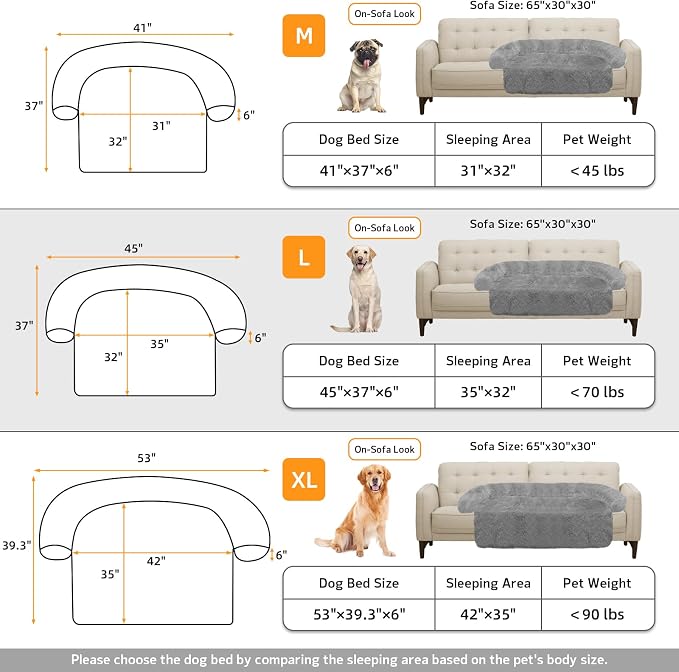 GGIB Calming Dog Bed Fluffy Plush Dog Mat for Furniture Protector with Removable Washable Cover for Large Medium Small Dogs and Cats (Large, Grey)
