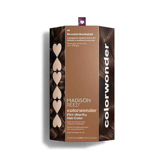 Madison Reed colorwonder Demi-Permanent Hair Color, Effortless At-Home Hair Dye, Ammonia-Free, Cruelty-Free, Brunette Bombshell (6N Medium Brown), Pack of 1