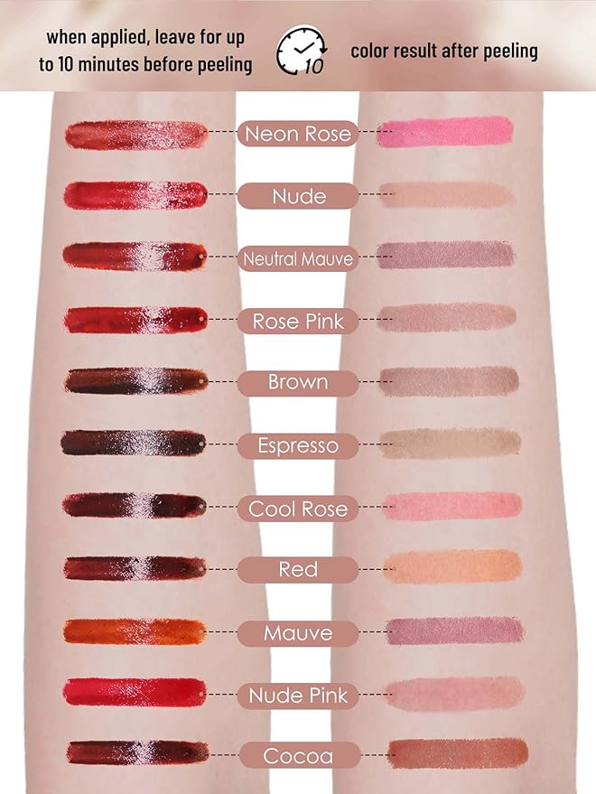 Lip Stain Peel Off Lip Liner Stain with Tweezer, Long Lasting Matte Lip Tint Tattoo, Highly Pigmented Color Lip Makeup, Waterproof Lipstick, Transfer-proof Lipstain for Women, Nude Pink