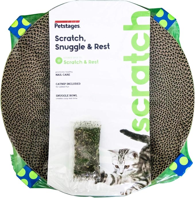 Catstages Scratch,Snuggle & Rest – 2‑in‑1 Indoor Cat Scratcher & Elevated Cat Lounger,Catnip Included,(Pack of 6)