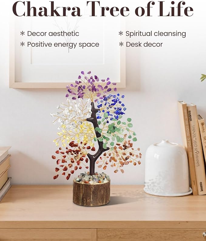 7 Chakra Crystal Tree of Life - Upgrade Gift Box, Valentine's Day Gift, Unique Birthday Gifts for Women, Chakra Healing Trees for Desk Decor, Positive Energy, New House Warming Gift, Gifts for Mom