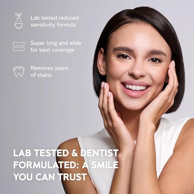 InoPro Natural Teeth Whitening Strips Kit 21 Treatments - Sensitive Teeth Whitener, Peroxide Free with Papain, Bromelain, Coconut Oil, White Strips for Teeth Whitening (42 Strips)