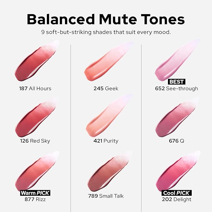Unseen Balloon Tint, 6 Colors Set for All Skin Types. Buildable Color, Long Lasting Glossy Lip Stains, Lightweight Lip Gloss Make up (Purity, 1 Oz)
