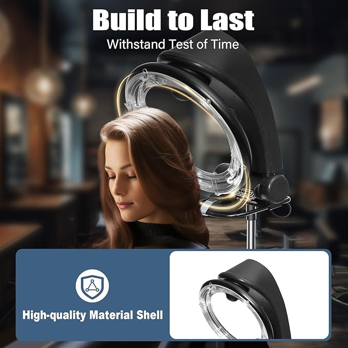 3 in 1 Professional Orbiting Hair Dryer, 110V 950W Adjustable Height Temperature and Time Salon Standing Hair Dryer Infrared Hair Color Processor with Rolling Base for Salon Home Hair Care