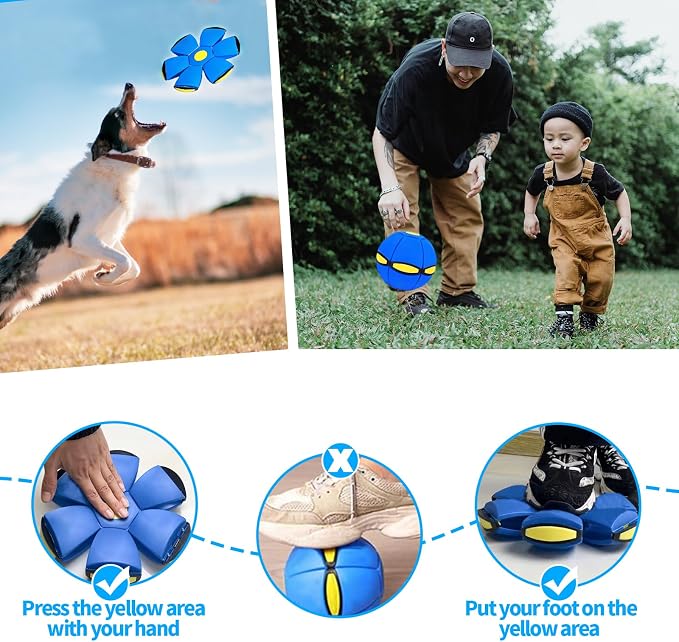 2PCS Magic Bouncing Ball, Magic Meta - Ball, Children's Magic Bouncing Balls, Dual Form Flying Saucer, Parent-Child Interaction with 3 Light Suitable for Indoor & Outdoor Play Green and Blue