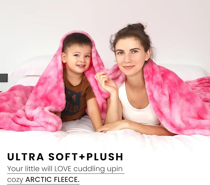 Pink Fleece Blanket Queen Size Throw Cozy Soft Lightweight Blankets for Bed Sofa Room Decor, Pink Warm Large Blanket for Women Girls Adults