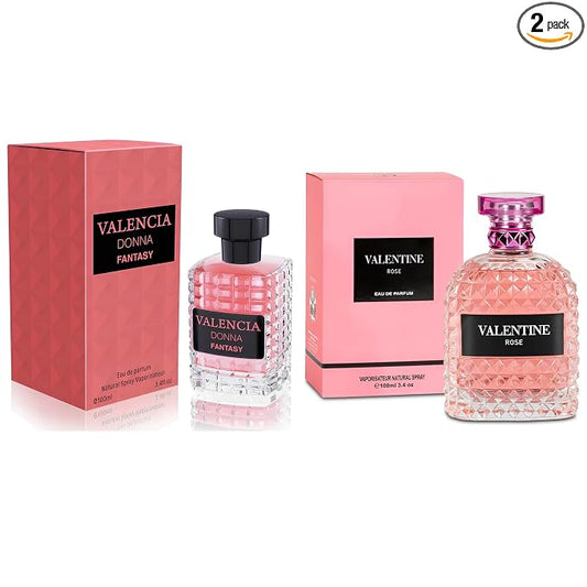A CENTER Valentine Rose&Valencia Perfume Set for Women - Floral Fragrance Gift Set with Floral Fruity Scent| 3.4 Fl Oz Each Eau De Pafume for Office Wear