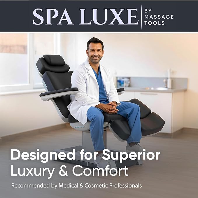 Massage Tools Spa Luxe Medical Exam Procedure Chair - Electric Hydraulic Adjustable w/Trendelenburg Position - Exam Chair w/ 440 lbs Capacity, Equipment for Medical Practices - Gray, Model 2218BN