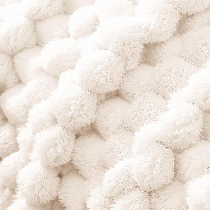 Whale Flotilla Soft Fleece Twin Size Bed Blanket Luxury 3D Jacquard, Ivory | Lightweight Coverlet Bedspread, Super Cozy Plush Fluffy Fuzzy All‑Season Decorative Blanket for Bed, Dorm Essentials, 60"x80"