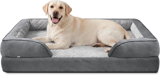 Jumbo Orthopedic Dog Bed for Extra Large Dogs, Waterproof, Egg-Crate Foam Dog Couch Bed with Washable Removable Cover, Waterproof Lining and Nonskid Bottom