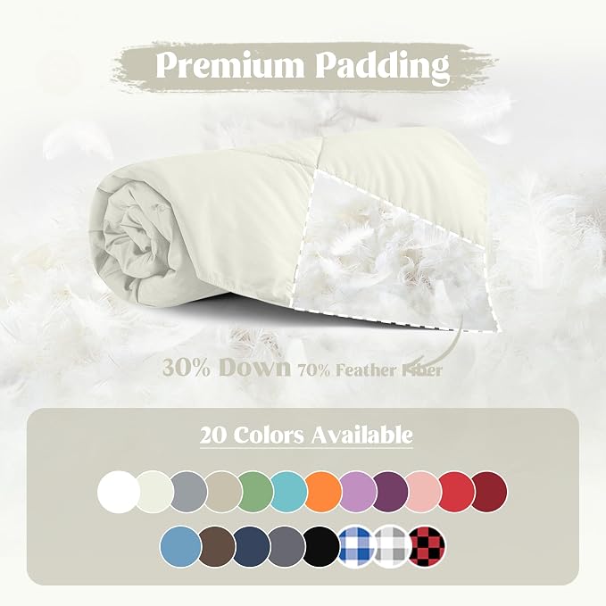 puredown® Soft Feather Down Throw Blanket Lightweight Packable Couch Throw for Indoor and Outdoor Use, Throw 50"X70", Ivory