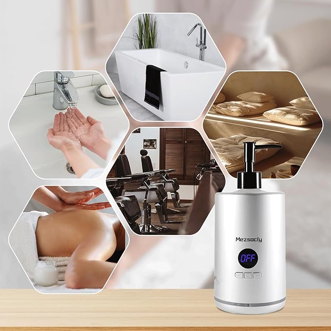 Oil Warmer for Massage, Mezsocly massage oil warmer for scented oil, Oil Warmer, Body Oils Heater for Spa, Salon and Barber Shops, 2 Oil Bottle Dispensers, Constant Temperature, GUASHA stone green